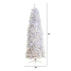 7 Ft. White Pre-Lit LED Slim Artificial Christmas Tree With 300 Warm White Lights 15 7 Ft. White Pre-Lit LED Slim Artificial Christmas Tree With 300 Warm White Lights -Christmas Gift Shop nearly natural pre lit christmas trees t3361 c3 1000