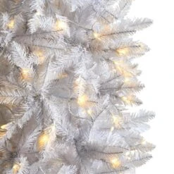 8 Ft. White Pre-Lit LED Slim Artificial Christmas Tree With 400 Warm White Lights -Christmas Gift Shop nearly natural pre lit christmas trees t3362 1f 1000