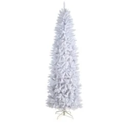8 Ft. White Pre-Lit LED Slim Artificial Christmas Tree With 400 Warm White Lights -Christmas Gift Shop nearly natural pre lit christmas trees t3362 4f 1000