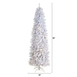 8 Ft. White Pre-Lit LED Slim Artificial Christmas Tree With 400 Warm White Lights -Christmas Gift Shop nearly natural pre lit christmas trees t3362 c3 1000