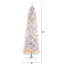9 Ft. White Pre-Lit LED Slim Artificial Christmas Tree With 600 Warm White Lights -Christmas Gift Shop nearly natural pre lit christmas trees t3363 c3 1000