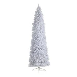 10 Ft. White Pre-Lit LED Slim Artificial Christmas Tree With 800 Warm White Lights -Christmas Gift Shop nearly natural pre lit christmas trees t3364 4f 1000