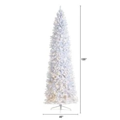 10 Ft. White Pre-Lit LED Slim Artificial Christmas Tree With 800 Warm White Lights -Christmas Gift Shop nearly natural pre lit christmas trees t3364 c3 1000