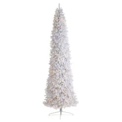 12 Ft. White Pre-Lit LED Slim Artificial Christmas Tree With 1100 Warm White Lights