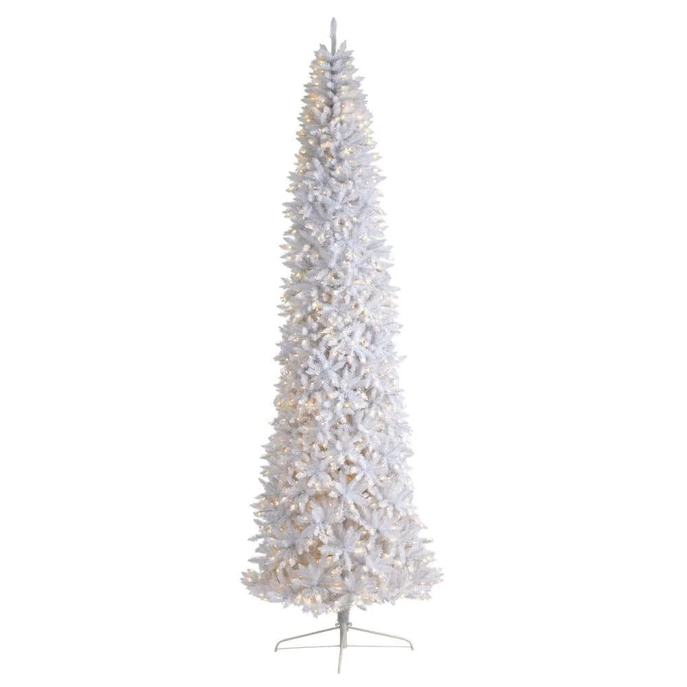12 Ft. White Pre-Lit LED Slim Artificial Christmas Tree With 1100 Warm White Lights 3 12 Ft. White Pre-Lit LED Slim Artificial Christmas Tree With 1100 Warm White Lights