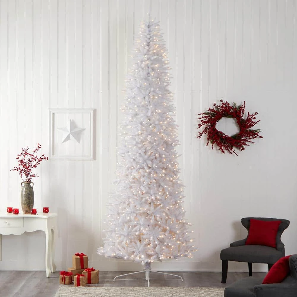 12 Ft. White Pre-Lit LED Slim Artificial Christmas Tree With 1100 Warm White Lights 11 12 Ft. White Pre-Lit LED Slim Artificial Christmas Tree With 1100 Warm White Lights - Image 9