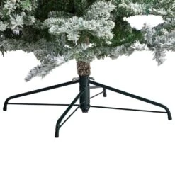 8.5 Ft. Slim Flocked Nova Scotia Spruce Artificial Christmas Tree W/500 Warm White LED Lights & 1061 Bendable Branches -Christmas Gift Shop nearly natural pre lit christmas trees t3503 fa 1000