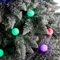 8.5 Ft. Flocked British Columbia Mountain Fir Artificial Christmas Tree W/Multi-Color Globe Bulbs And Bendable Branches 13 8.5 Ft. Flocked British Columbia Mountain Fir Artificial Christmas Tree W/Multi-Color Globe Bulbs And Bendable Branches -Christmas Gift Shop nearly natural pre lit christmas trees t3517 1f 1000