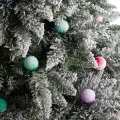 8.5 Ft. Flocked British Columbia Mountain Fir Artificial Christmas Tree W/Multi-Color Globe Bulbs And Bendable Branches 14 8.5 Ft. Flocked British Columbia Mountain Fir Artificial Christmas Tree W/Multi-Color Globe Bulbs And Bendable Branches -Christmas Gift Shop nearly natural pre lit christmas trees t3517 44 1000