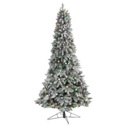 8.5 Ft. Flocked British Columbia Mountain Fir Artificial Christmas Tree W/Multi-Color Globe Bulbs And Bendable Branches 12 8.5 Ft. Flocked British Columbia Mountain Fir Artificial Christmas Tree W/Multi-Color Globe Bulbs And Bendable Branches -Christmas Gift Shop nearly natural pre lit christmas trees t3517 4f 1000