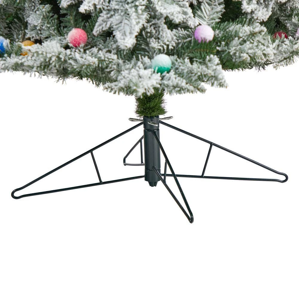 8.5 Ft. Flocked British Columbia Mountain Fir Artificial Christmas Tree W/Multi-Color Globe Bulbs And Bendable Branches 8 8.5 Ft. Flocked British Columbia Mountain Fir Artificial Christmas Tree W/Multi-Color Globe Bulbs And Bendable Branches - Image 6