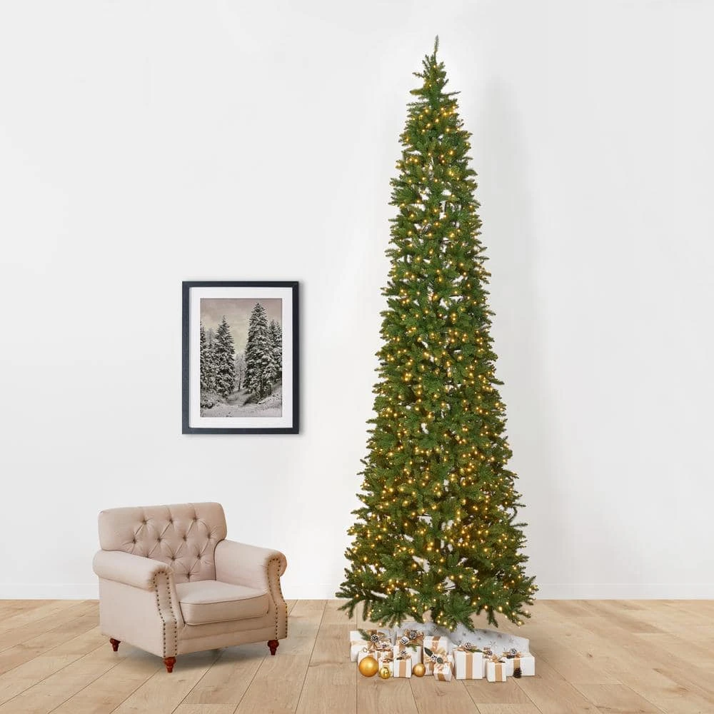 13 Ft. Pre-Lit LED Slim Green Mountain Pine Artificial Christmas Tree With 1360 Warm White Lights 3924 Bendable Branches 5 13 Ft. Pre-Lit LED Slim Green Mountain Pine Artificial Christmas Tree With 1360 Warm White Lights 3924 Bendable Branches - Image 3