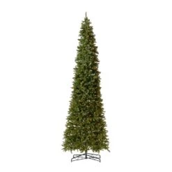 13 Ft. Pre-Lit LED Slim Green Mountain Pine Artificial Christmas Tree With 1360 Warm White Lights 3924 Bendable Branches