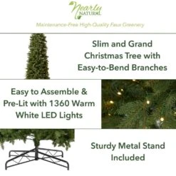13 Ft. Pre-Lit LED Slim Green Mountain Pine Artificial Christmas Tree With 1360 Warm White Lights 3924 Bendable Branches 22 13 Ft. Pre-Lit LED Slim Green Mountain Pine Artificial Christmas Tree With 1360 Warm White Lights 3924 Bendable Branches -Christmas Gift Shop nearly natural pre lit christmas trees t4534 77 1000