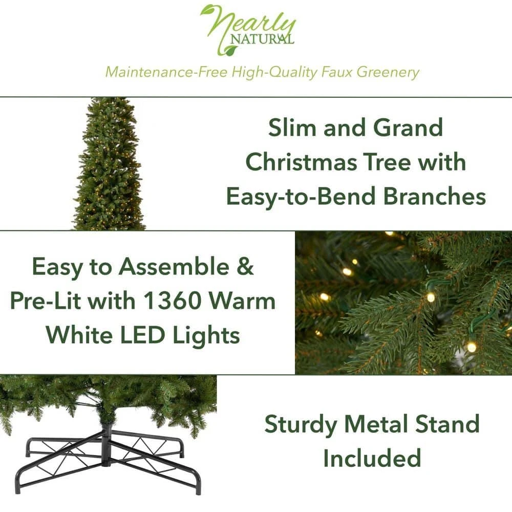 13 Ft. Pre-Lit LED Slim Green Mountain Pine Artificial Christmas Tree With 1360 Warm White Lights 3924 Bendable Branches 9 13 Ft. Pre-Lit LED Slim Green Mountain Pine Artificial Christmas Tree With 1360 Warm White Lights 3924 Bendable Branches - Image 7