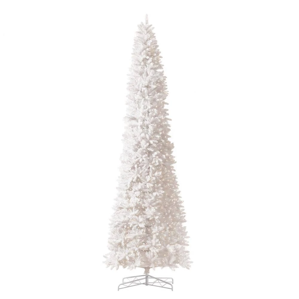 13 Ft. Pre-Lit LED Slim White Artificial Christmas Tree With 1350 Warm White LED Lights And 3924 Bendable Branches 3 13 Ft. Pre-Lit LED Slim White Artificial Christmas Tree With 1350 Warm White LED Lights And 3924 Bendable Branches