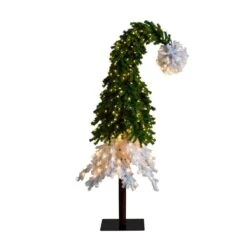 7 Ft. Pre-Lit Holiday Green & White Santa's Hat Artificial Christmas Tree With 500 LED Lights And 1275 Bendable Branches 13 7 Ft. Pre-Lit Holiday Green & White Santa's Hat Artificial Christmas Tree With 500 LED Lights And 1275 Bendable Branches -Christmas Gift Shop nearly natural pre lit christmas trees t4697 4f 1000