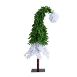 7 Ft. Pre-Lit Holiday Green & White Santa's Hat Artificial Christmas Tree With 500 LED Lights And 1275 Bendable Branches