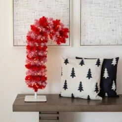 30 In. Pre-Lit Candy Cane Artificial Christmas Tree With 100 Micro LED Lights -Christmas Gift Shop nearly natural pre lit christmas trees t4702 31 1000