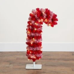 30 In. Pre-Lit Candy Cane Artificial Christmas Tree With 100 Micro LED Lights -Christmas Gift Shop nearly natural pre lit christmas trees t4702 d4 1000