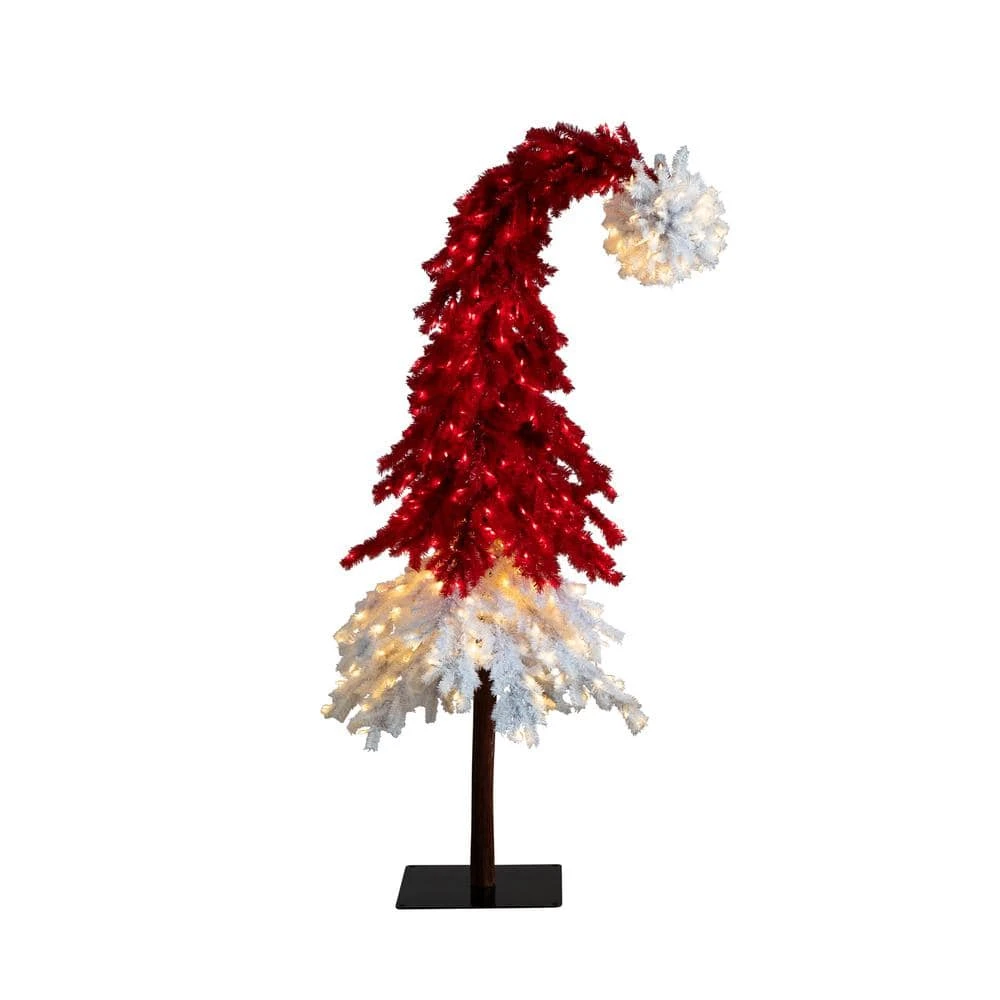 7 Ft. Pre-Lit Holiday Red Santa's Hat Artificial Christmas Tree With 500 LED Lights And 1272 Bendable Branches 5 7 Ft. Pre-Lit Holiday Red Santa's Hat Artificial Christmas Tree With 500 LED Lights And 1272 Bendable Branches - Image 3