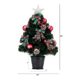 24 In. Pre-Lit Fiber Optic Cosmopolitan Star Topped Artificial Christmas Tree With Decorative Planter 15 24 In. Pre-Lit Fiber Optic Cosmopolitan Star Topped Artificial Christmas Tree With Decorative Planter -Christmas Gift Shop nearly natural pre lit christmas trees t4749 c3 1000
