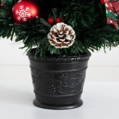 24 In. Pre-Lit Fiber Optic Cosmopolitan Star Topped Artificial Christmas Tree With Decorative Planter 19 24 In. Pre-Lit Fiber Optic Cosmopolitan Star Topped Artificial Christmas Tree With Decorative Planter -Christmas Gift Shop nearly natural pre lit christmas trees t4749 fa 1000