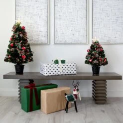 36 In. Pre-Lit Fiber Optic Cosmopolitan Star Topped Artificial Christmas Tree With Decorative Planter -Christmas Gift Shop nearly natural pre lit christmas trees t4750 1d 1000