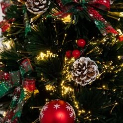 36 In. Pre-Lit Fiber Optic Cosmopolitan Star Topped Artificial Christmas Tree With Decorative Planter -Christmas Gift Shop nearly natural pre lit christmas trees t4750 1f 1000