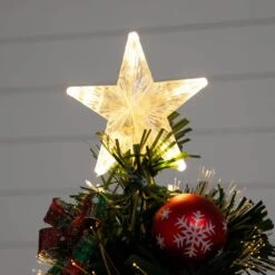 36 In. Pre-Lit Fiber Optic Cosmopolitan Star Topped Artificial Christmas Tree With Decorative Planter -Christmas Gift Shop nearly natural pre lit christmas trees t4750 44 1000