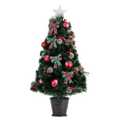 36 In. Pre-Lit Fiber Optic Cosmopolitan Star Topped Artificial Christmas Tree With Decorative Planter