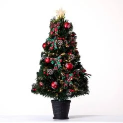 36 In. Pre-Lit Fiber Optic Cosmopolitan Star Topped Artificial Christmas Tree With Decorative Planter -Christmas Gift Shop nearly natural pre lit christmas trees t4750 77 1000