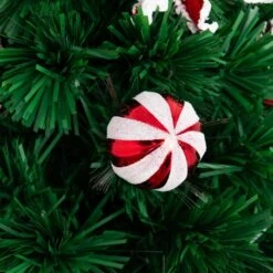 24 In. Pre-Lit Fiber Optic Artificial Christmas Tree With Ornaments, Poinsettia And Star Topper -Christmas Gift Shop nearly natural pre lit christmas trees t4752 4f 1000