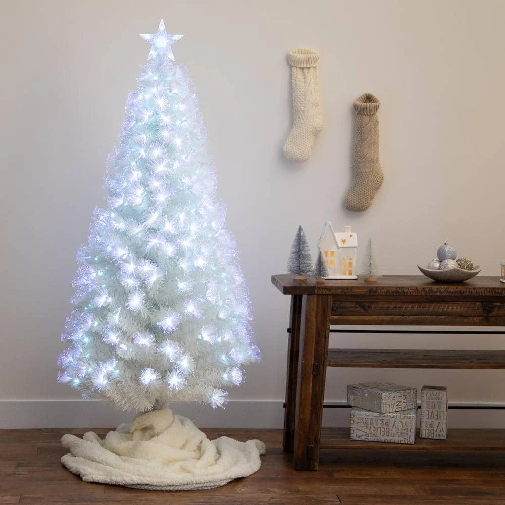 6 Ft. Pre-Lit Fiber Optic White Artificial Christmas Tree With Star Tree Topper 14 6 Ft. Pre-Lit Fiber Optic White Artificial Christmas Tree With Star Tree Topper - Image 12