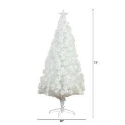 6 Ft. Pre-Lit Fiber Optic White Artificial Christmas Tree With Star Tree Topper 20 6 Ft. Pre-Lit Fiber Optic White Artificial Christmas Tree With Star Tree Topper -Christmas Gift Shop nearly natural pre lit christmas trees t4770 c3 1000