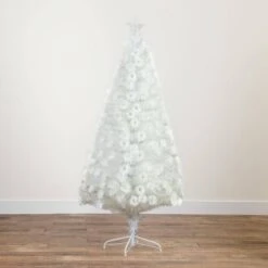 6 Ft. Pre-Lit Fiber Optic White Artificial Christmas Tree With Star Tree Topper 27 6 Ft. Pre-Lit Fiber Optic White Artificial Christmas Tree With Star Tree Topper -Christmas Gift Shop nearly natural pre lit christmas trees t4770 fa 1000 1
