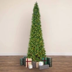 14 Ft. Pre-Lit Slim Green Mountain Pine ArtificialChristmas Tree With 1600 Warm White LED Lights And 4660 Branches -Christmas Gift Shop nearly natural pre lit christmas trees t4780 31 1000