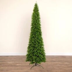 15 Ft. Pre-Lit LED Slim Green Mountain Pine Artificial Christmas Tree With 1900 Warm White Lights And 5460 Branches -Christmas Gift Shop nearly natural pre lit christmas trees t4781 d4 1000