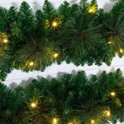 5 Ft. Pre-Lit Wall Hanging Artificial Christmas Tree With 50 Warm White LED Lights -Christmas Gift Shop nearly natural pre lit christmas trees t4787 fa 1000 1