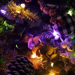 3 Ft. Pre-Lit Snow Covered Decorative Artificial Christmas Tree In Golden Planter With 80 Color Changing LED Lights -Christmas Gift Shop nearly natural pre lit christmas trees t4788 76 1000