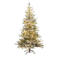 7 Ft. Pre-Lit Flocked Woodland Fir Artificial Christmas Tree With 200 Warm White LED Lights