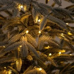 7 Ft. Pre-Lit Flocked Woodland Fir Artificial Christmas Tree With 200 Warm White LED Lights -Christmas Gift Shop nearly natural pre lit christmas trees t4793 76 1000