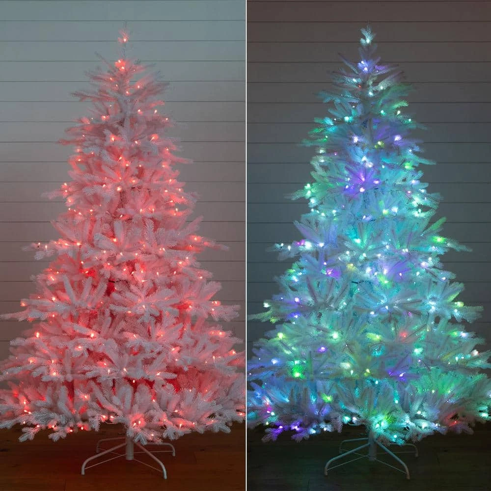 7 Ft. Pre-Lit Artificial White California Spruce Christmas Tree With 440 Color Changing LED Lights 7 7 Ft. Pre-Lit Artificial White California Spruce Christmas Tree With 440 Color Changing LED Lights - Image 5