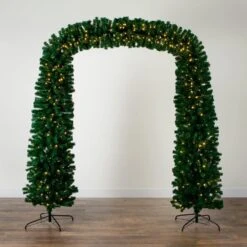 8 Ft. Pre-Lit Holiday Green Pine Archway Artificial Christmas Tree With 650 Multi-function Warm White LED Lights -Christmas Gift Shop nearly natural pre lit christmas trees t4841 1f 1000