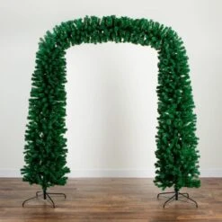 8 Ft. Pre-Lit Holiday Green Pine Archway Artificial Christmas Tree With 650 Multi-function Warm White LED Lights -Christmas Gift Shop nearly natural pre lit christmas trees t4841 4f 1000