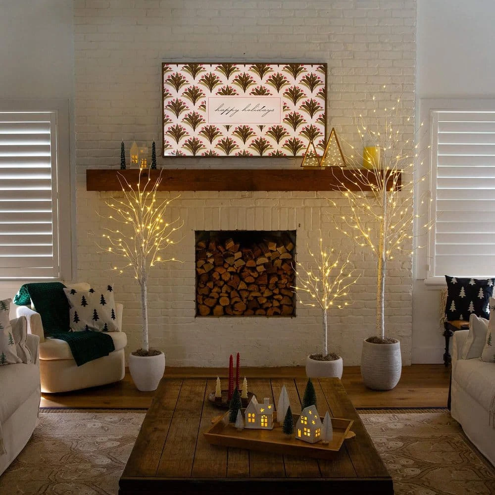 4 Ft. 6 Ft. 8 Ft. Pre-Lit Artificial White Birch Trees With LED Lights - (Set Of 3) 15 4 Ft. 6 Ft. 8 Ft. Pre-Lit Artificial White Birch Trees With LED Lights - (Set Of 3) - Image 13