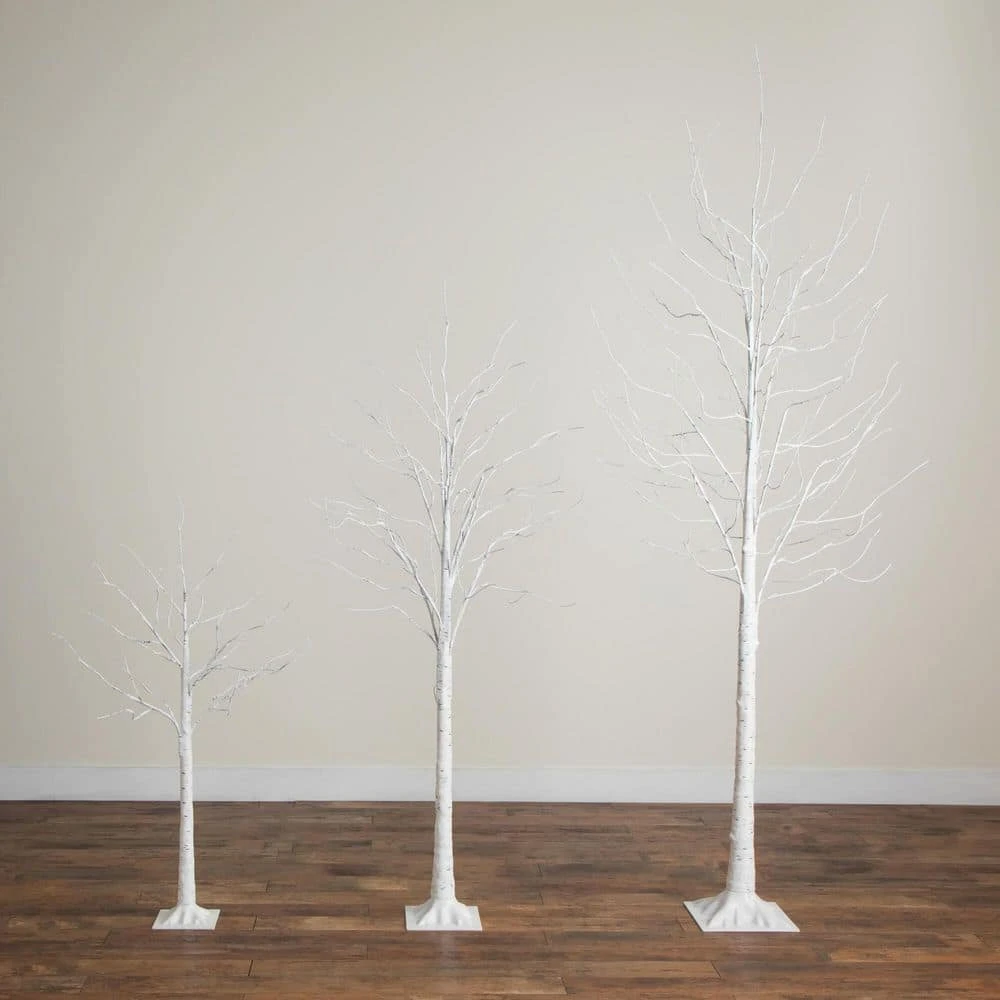 4 Ft. 6 Ft. 8 Ft. Pre-Lit Artificial White Birch Trees With LED Lights - (Set Of 3) 5 4 Ft. 6 Ft. 8 Ft. Pre-Lit Artificial White Birch Trees With LED Lights - (Set Of 3) - Image 3
