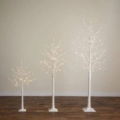 4 Ft. 6 Ft. 8 Ft. Pre-Lit Artificial White Birch Trees With LED Lights - (Set Of 3) 20 4 Ft. 6 Ft. 8 Ft. Pre-Lit Artificial White Birch Trees With LED Lights - (Set Of 3) -Christmas Gift Shop nearly natural pre lit christmas trees t5101 77 1000