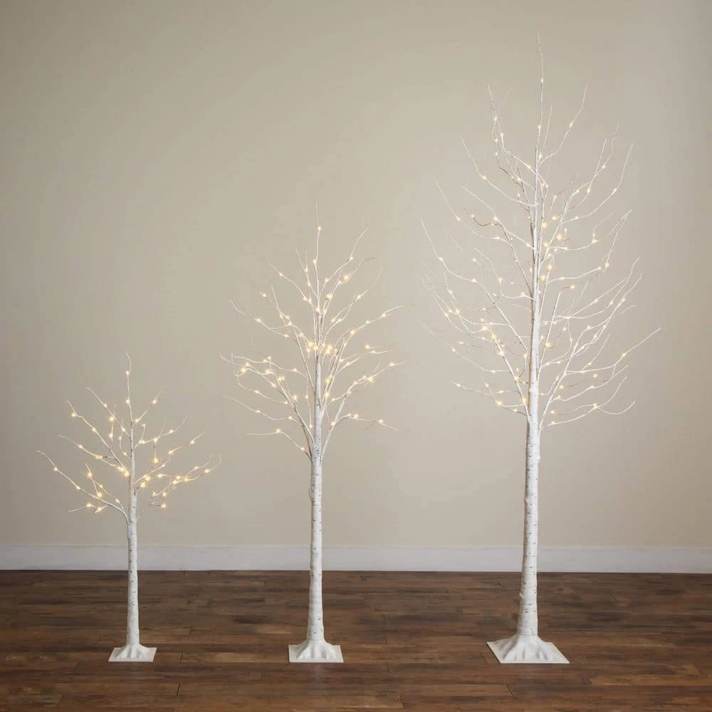 4 Ft. 6 Ft. 8 Ft. Pre-Lit Artificial White Birch Trees With LED Lights - (Set Of 3) 8 4 Ft. 6 Ft. 8 Ft. Pre-Lit Artificial White Birch Trees With LED Lights - (Set Of 3) - Image 6