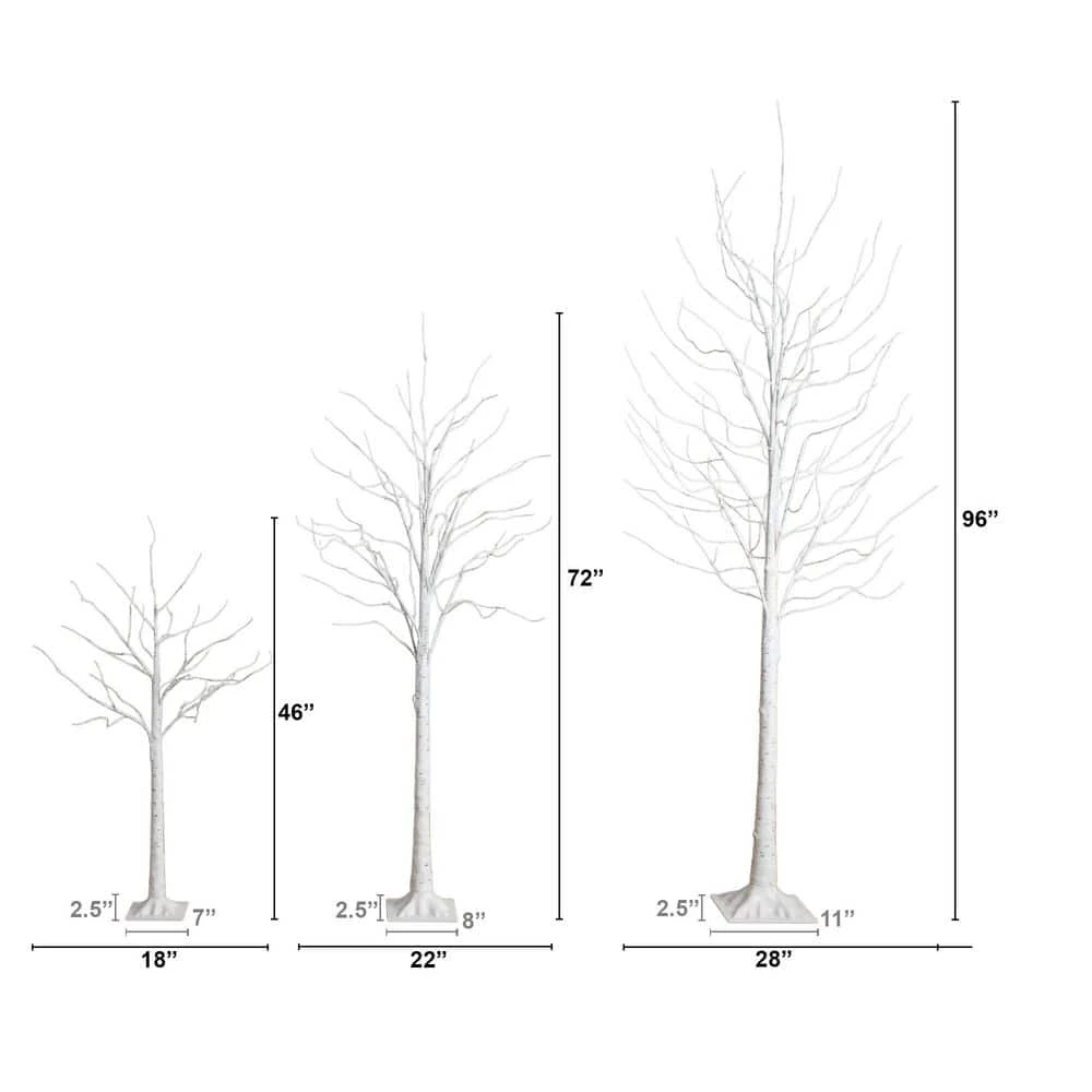 4 Ft. 6 Ft. 8 Ft. Pre-Lit Artificial White Birch Trees With LED Lights - (Set Of 3) 9 4 Ft. 6 Ft. 8 Ft. Pre-Lit Artificial White Birch Trees With LED Lights - (Set Of 3) - Image 7